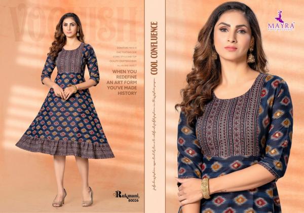 Mayra Rukmani Fancy Casual Wear Rayon Designer Kurti Collection